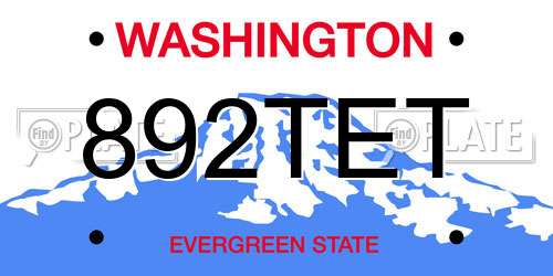 892TET Washington License Plate