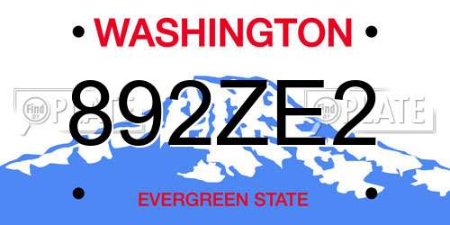 892ZE2 Washington License Plate