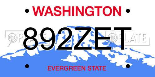892ZET Washington License Plate