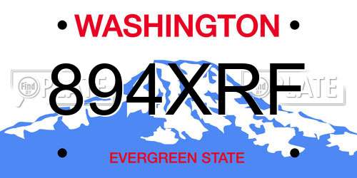 894XRF Washington License Plate