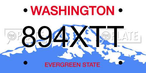 894XTT Washington License Plate