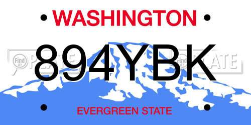 894YBK Washington License Plate