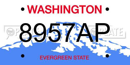 8957AP Washington License Plate