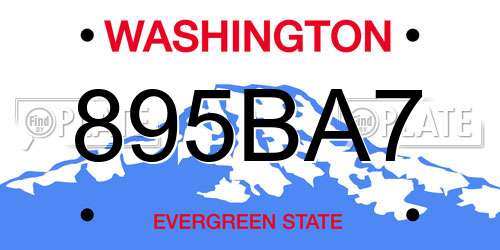895BA7 Washington License Plate