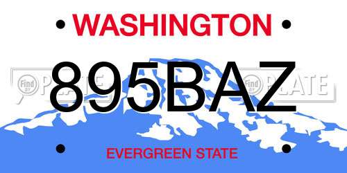 895BAZ Washington License Plate