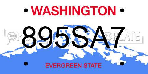 895SA7 Washington License Plate