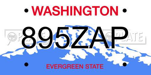 895ZAP Washington License Plate