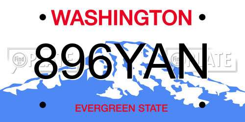 896YAN Washington License Plate