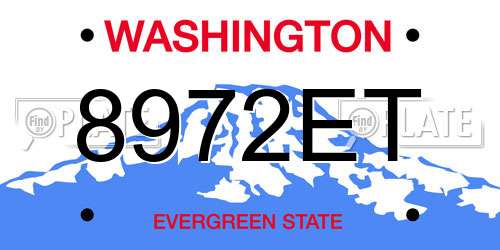 8972ET Washington License Plate