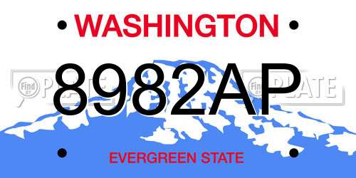 8982AP Washington License Plate