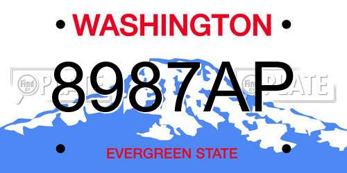 8987AP Washington License Plate