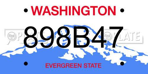 898B47 Washington License Plate