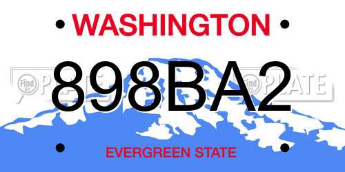 898BA2 Washington License Plate