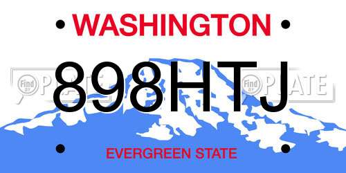 898HTJ Washington License Plate
