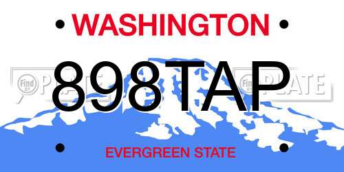 898TAP Washington License Plate