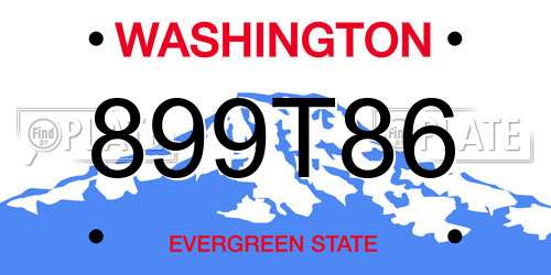 899T86 Washington License Plate