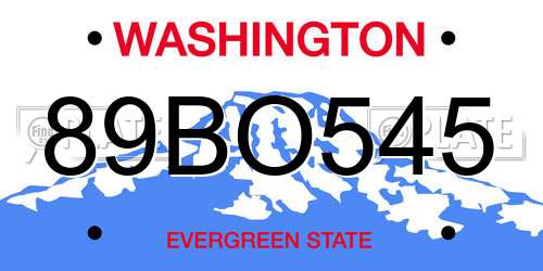 89BO545 Washington License Plate