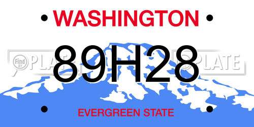 89H28 Washington License Plate