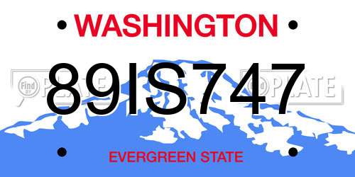 89IS747 Washington License Plate