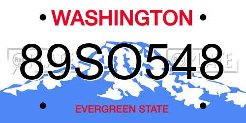 89SO548 Washington License Plate