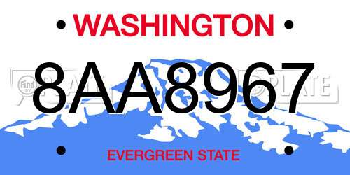 8AA8967 Washington License Plate