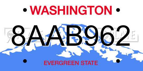 8AAB962 Washington License Plate