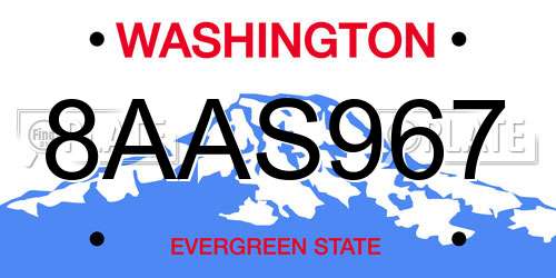 8AAS967 Washington License Plate