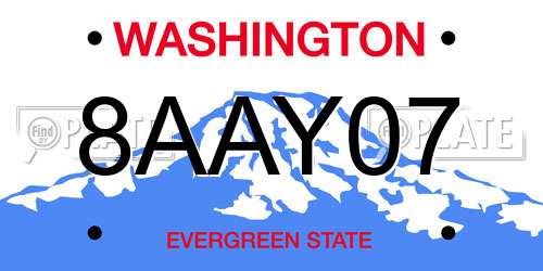 8AAY07 Washington License Plate