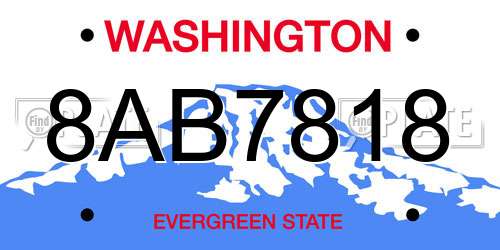 8AB7818 Washington License Plate
