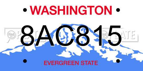 8AC815 Washington License Plate