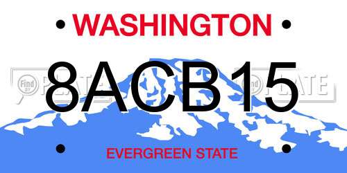 8ACB15 Washington License Plate