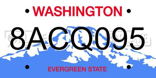 8ACQ095 Washington License Plate