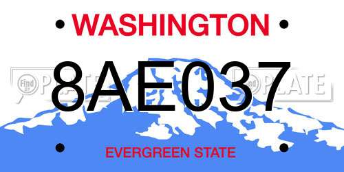 8AE037 Washington License Plate