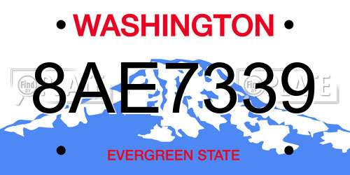 8AE7339 Washington License Plate