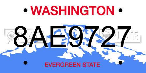 8AE9727 Washington License Plate