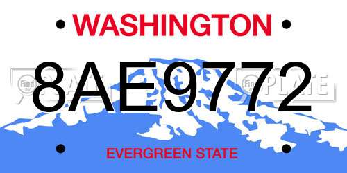 8AE9772 Washington License Plate