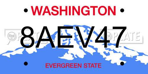 8AEV47 Washington License Plate
