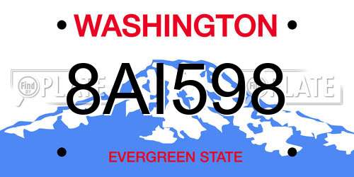 8AI598 Washington License Plate