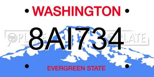 8AI734 Washington License Plate