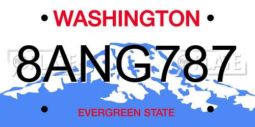 8ANG787 Washington License Plate