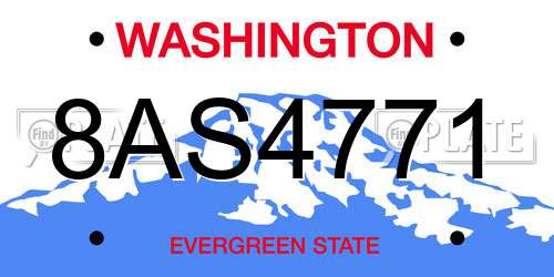 8AS4771 Washington License Plate