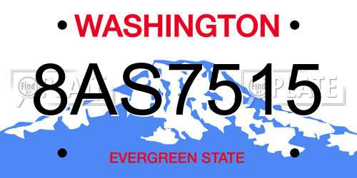 8AS7515 Washington License Plate