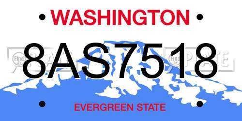 8AS7518 Washington License Plate