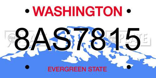 8AS7815 Washington License Plate
