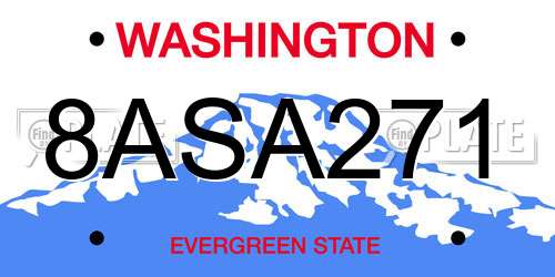 8ASA271 Washington License Plate