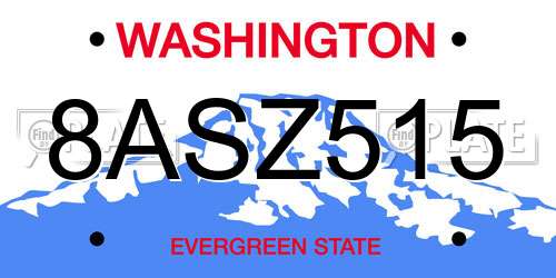 8ASZ515 Washington License Plate