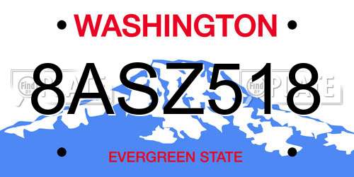 8ASZ518 Washington License Plate