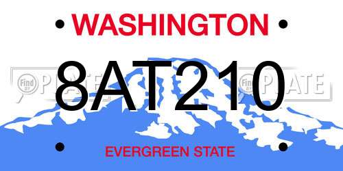 8AT210 Washington License Plate