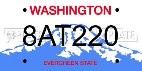 8AT220 Washington License Plate