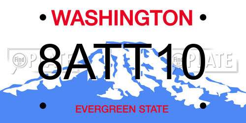 8ATT10 Washington License Plate
